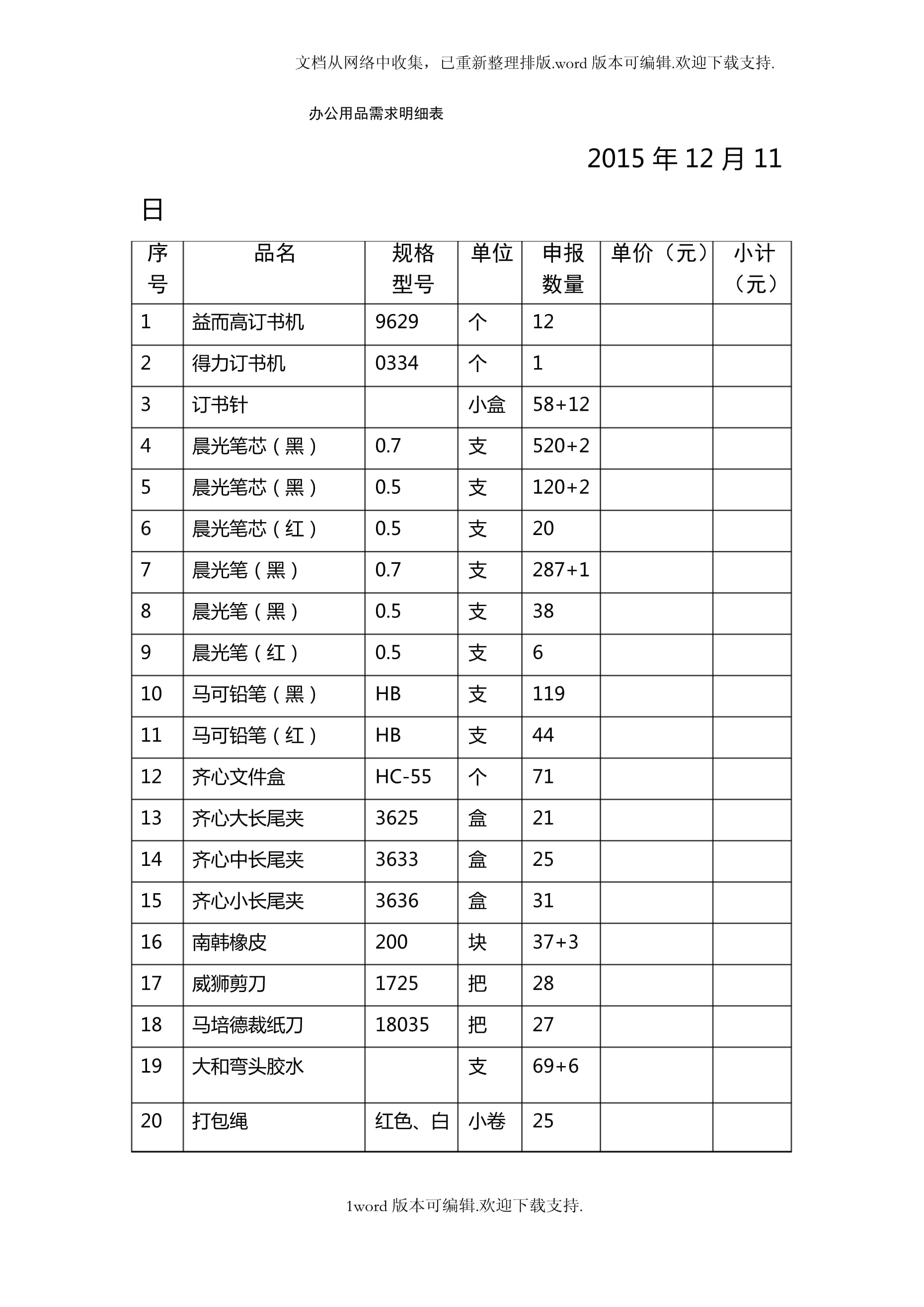 高效辦公從細節開始 如何制定與優化辦公用品需求明細表格